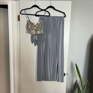 Lucy in the Sky Gray and Gold Two-Piece Dress